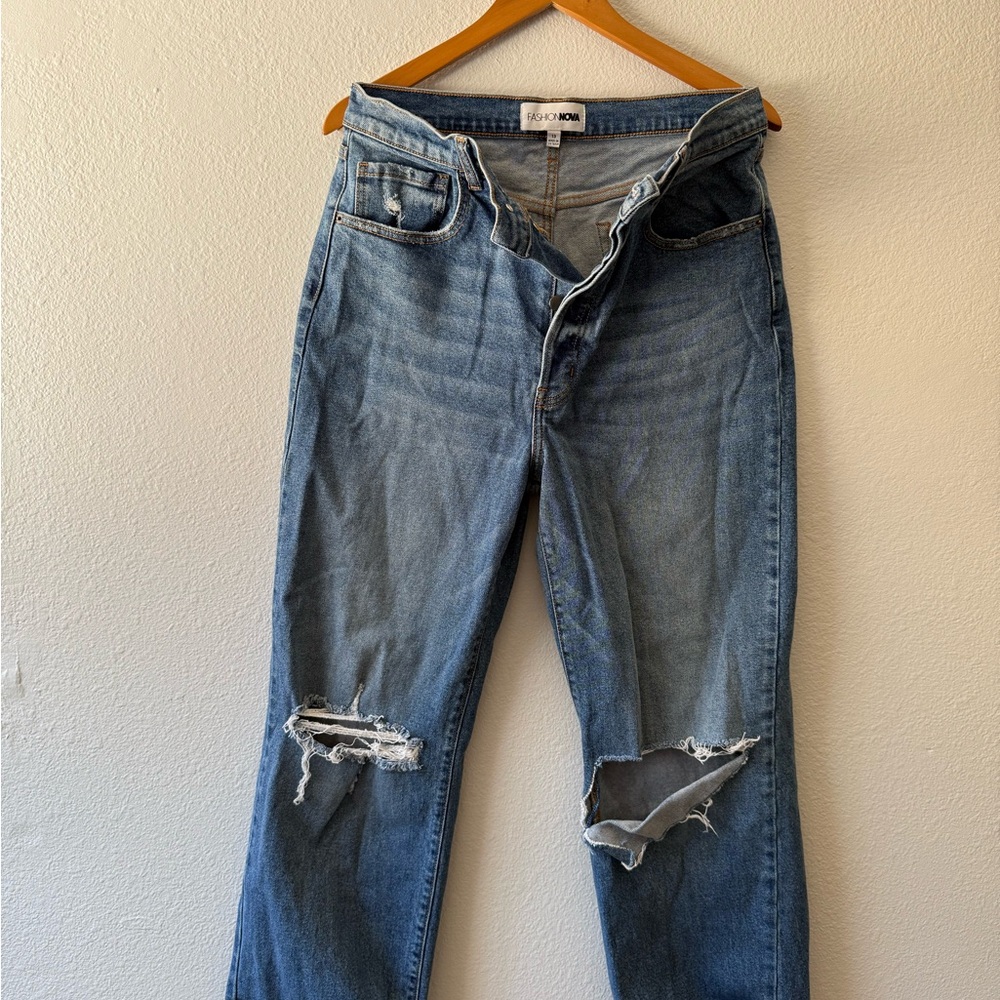 Fashion Nova Blue Straight Leg Jeans